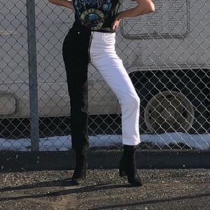 Revive denim yin yang zipper pants